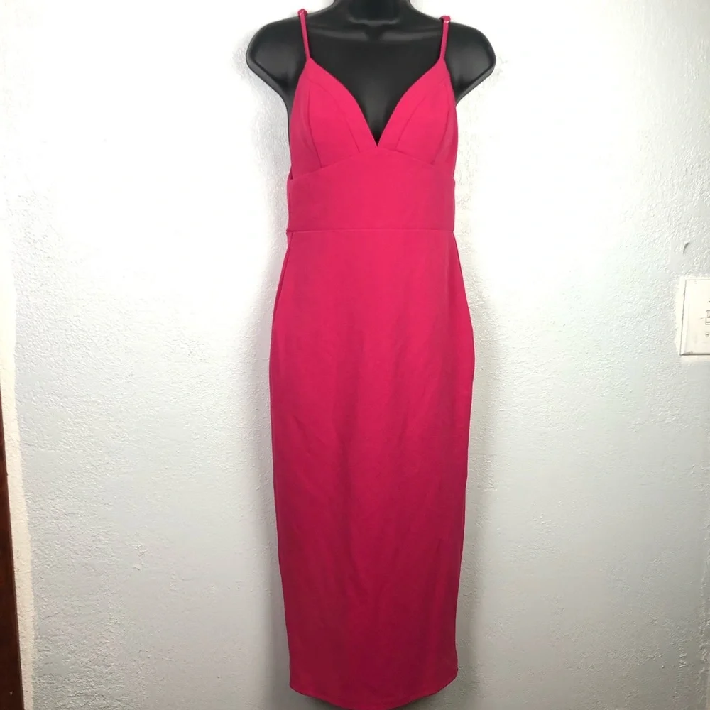 NEW LULU’S bodycon fitted exposed zipper hot pink Dress sexy Sz XS - Picture 4 of 14
